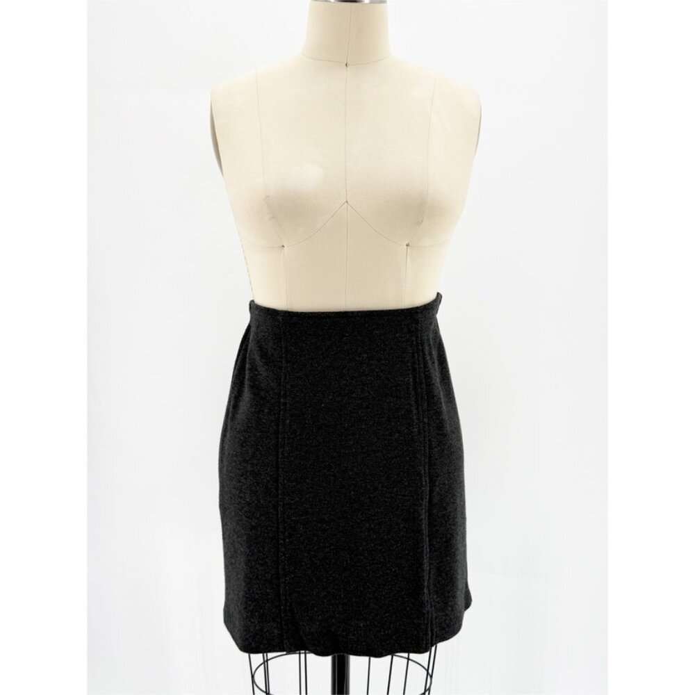 CLIO Petites Charcoal Gray Stretch Mini Skirt Side Slit Grunge